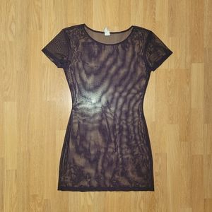 Vintage sheer mesh purple dress